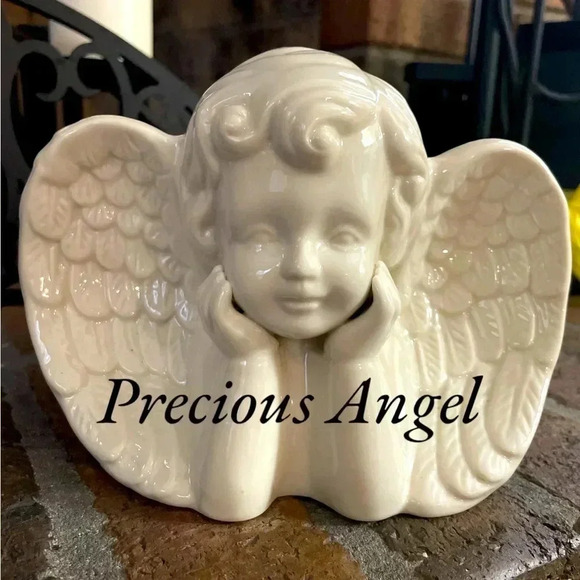Other - Vintage Angel/ Cherub Large Heavy White Ceramic Tabletop Planter Indoor/ Outdoor